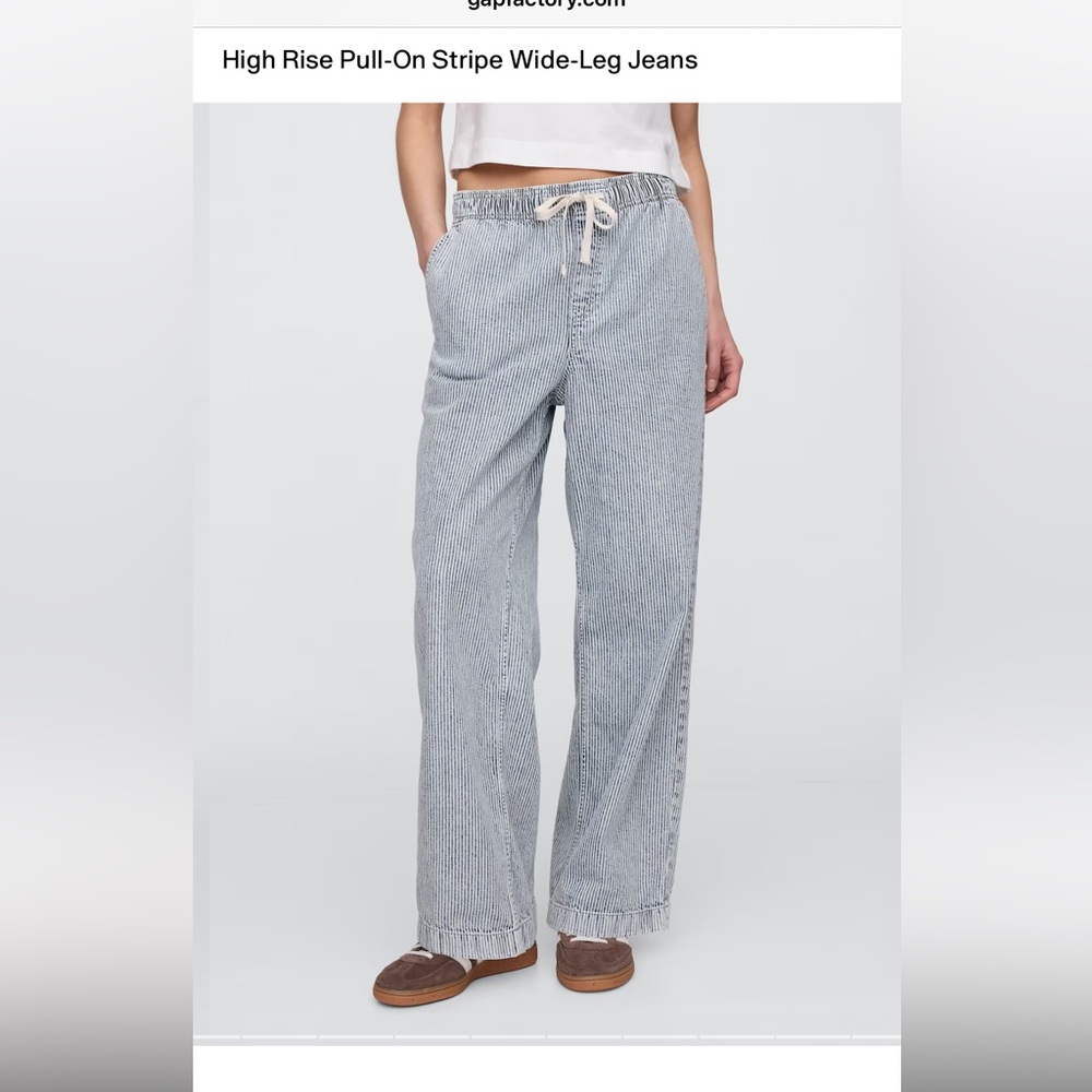 GAP Factory Blue Stripe Wide-Leg Jeans